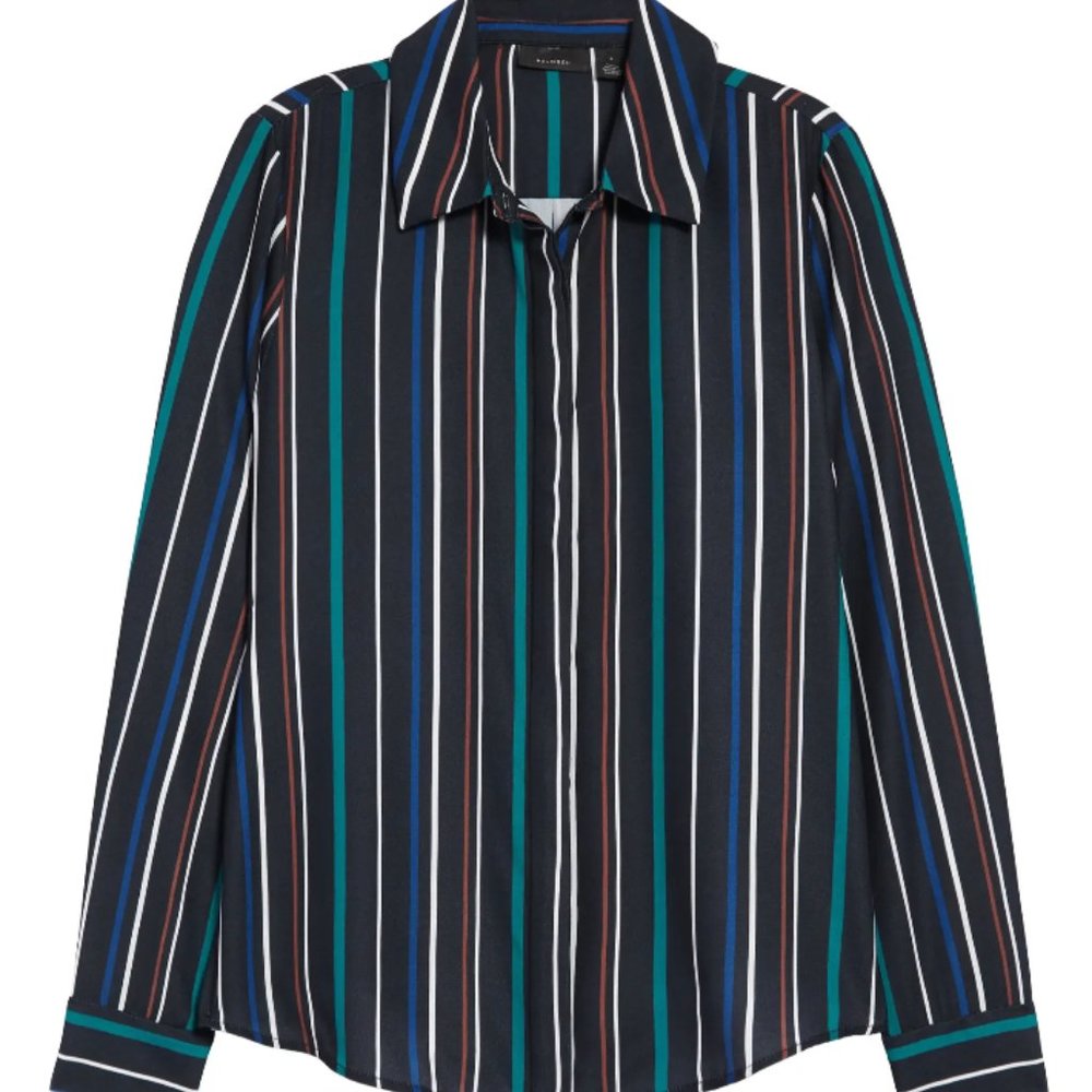 🏷️ NWT Halogen Hidden Button Long Sleeve Blouse - Size XXL